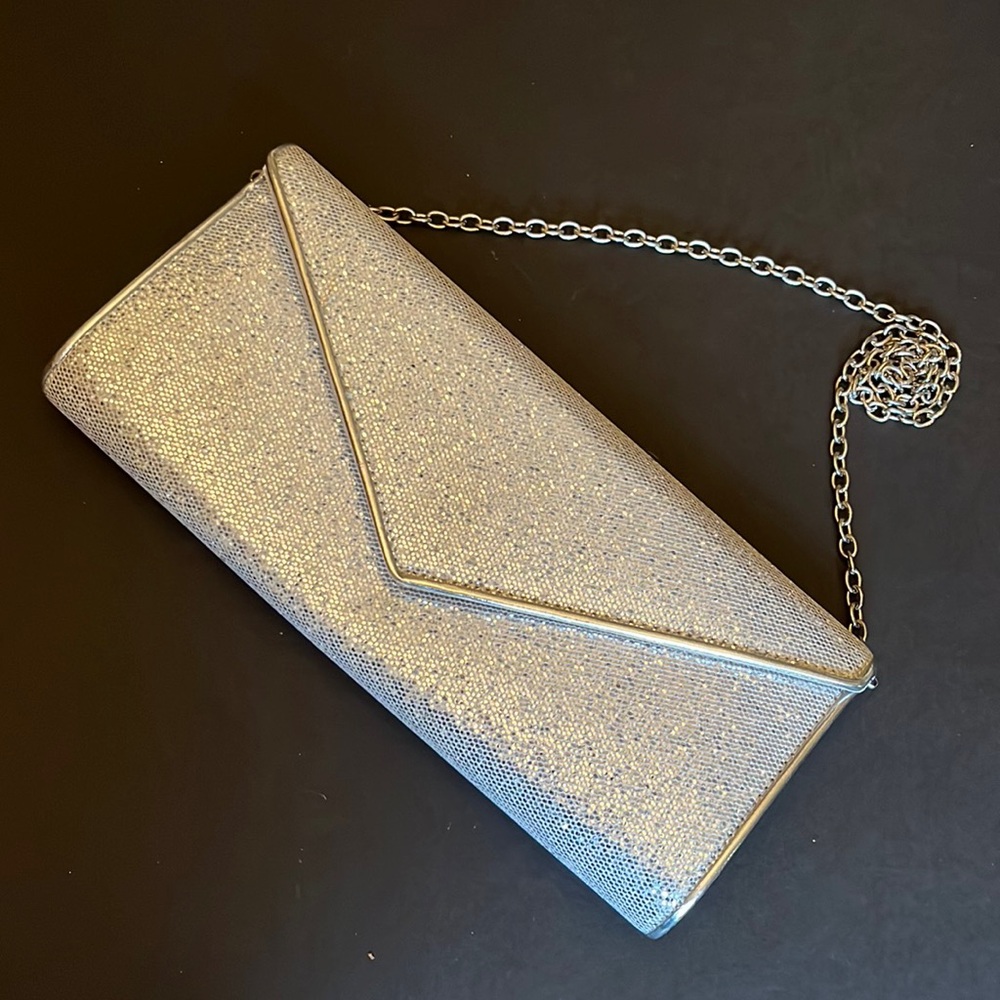 Aldo silver sparkle clutch handbag